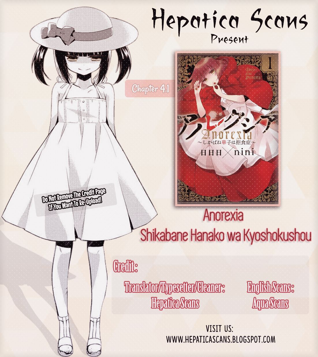 Anorexia – Shikabane Hanako wa Kyoshokushou Chapter 04.1 Gambar 1