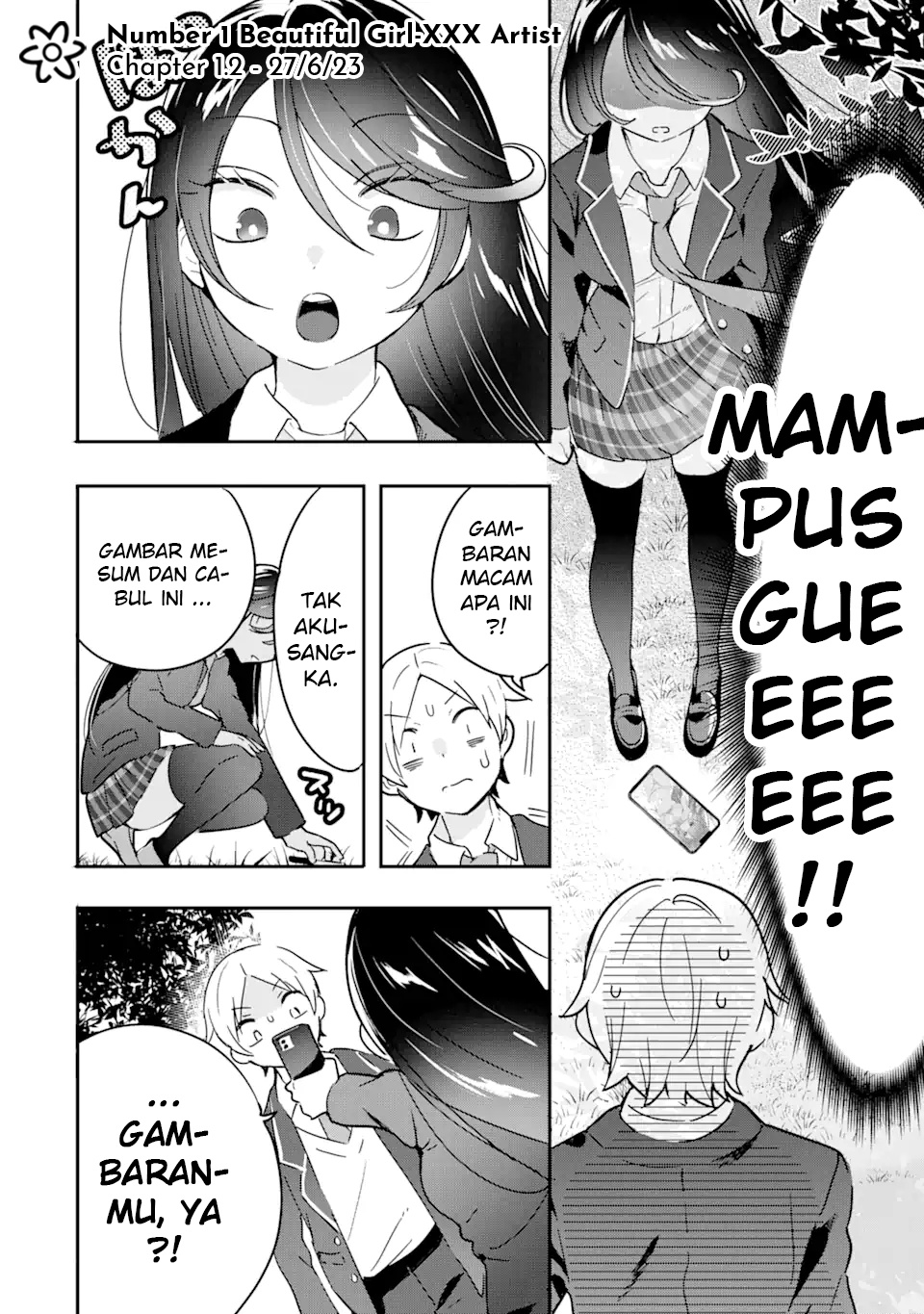 Gakuen 1 no Bishoujo wa x x Eshi no Ore ni Horeteiru!? (The Number 1 Beautiful Girl in the School is in Love With Me, the XXX Artist.) Chapter 01.2 Gambar 3