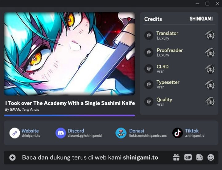I Took over The Academy With a Single Sashimi Knife Chapter 49 S1 END Gambar 1