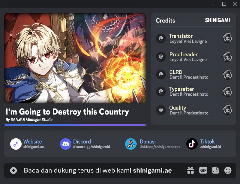 I’m Going To Destroy This Country Chapter 20 Gambar 1