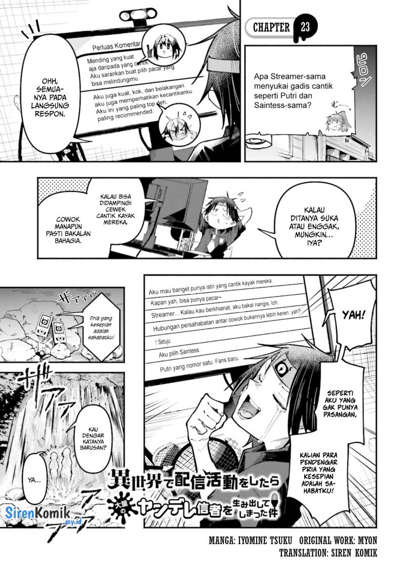 Isekai de Haishin Katsudou wo Shitara Tairyou no Yandere Shinja wo Umidashite Shimatta Ken Chapter 23 Gambar 2