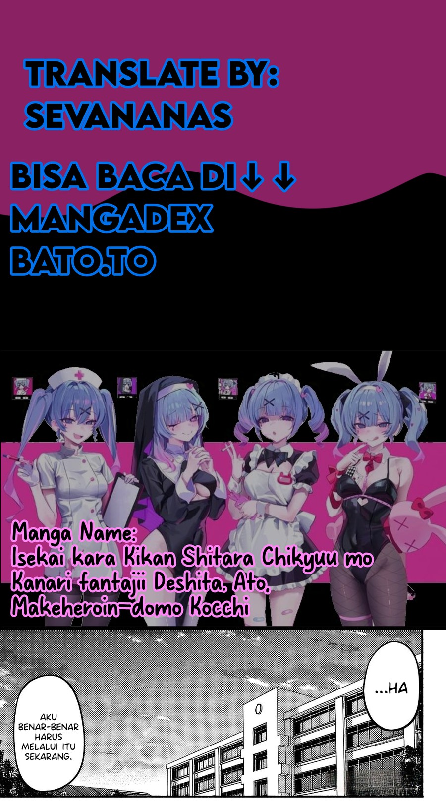 Isekai kara Kikan Shitara Chikyuu mo Kanari Fantajii Deshita. Ato, Makeheroin-domo Kocchi Minna. Chapter 02.1 Gambar 1