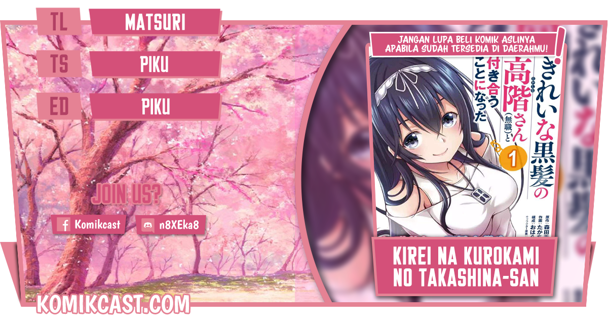 Kirei na Kurokami no Takashina-san (Mushoku) to Tsukiau Koto ni Natta Chapter 08.2 Gambar 1