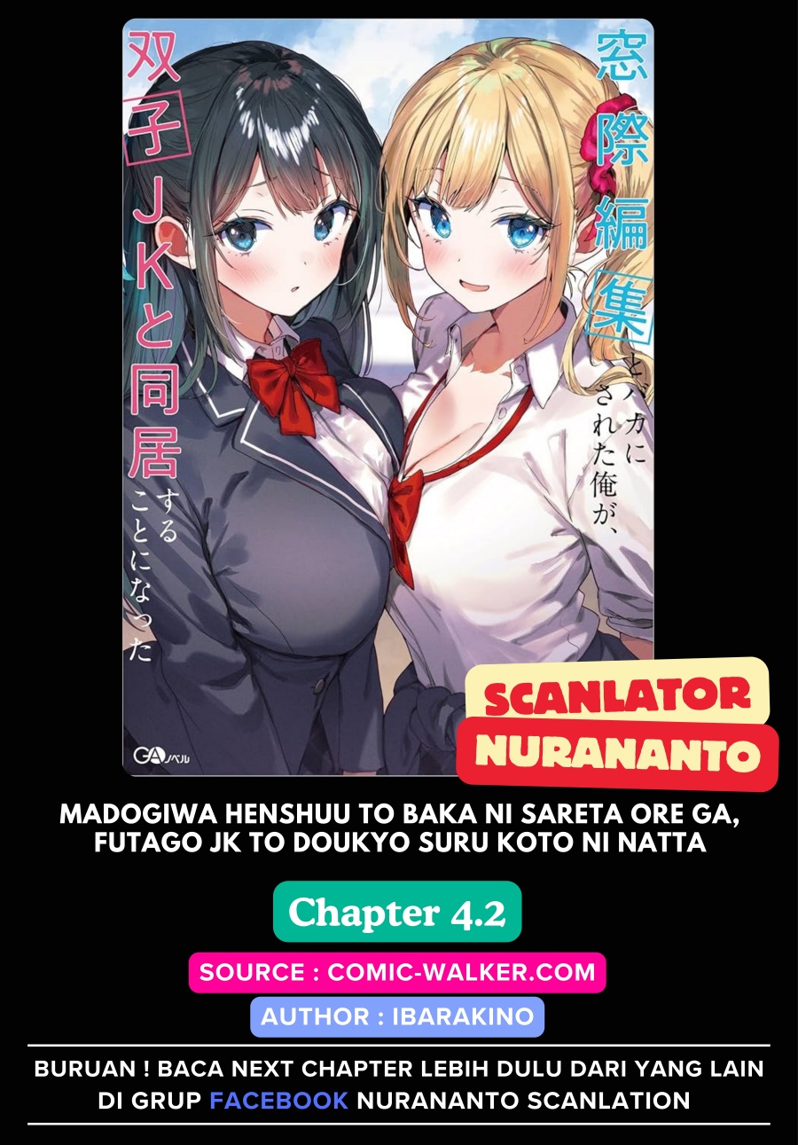 Madogiwa henshuu to baka ni sareta ore ga, futago JK to doukyo suru koto ni natta Chapter 04.2 Gambar 1