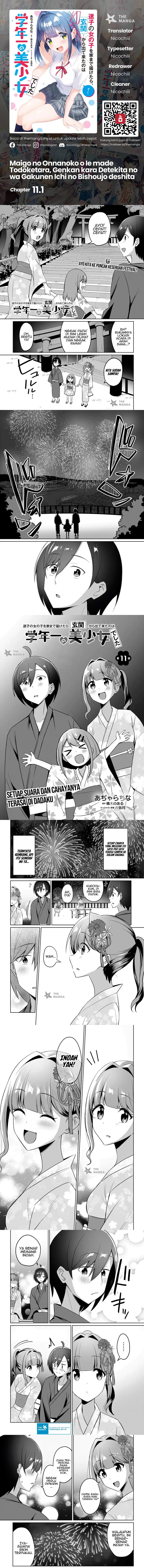 Maigo no Onnanoko o Ie Made Todoketara, Genkan kara Detekita no wa Gakunen Ichi no Bishoujo deshita Chapter 11.1 Gambar 1