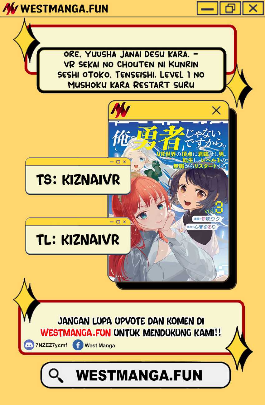 Ore, Yuusha janai desu kara. – VR Sekai no Chouten ni Kunrin Seshi Otoko. Tenseishi, Level 1 no Mushoku kara Restart suru Chapter 01 Gambar 3