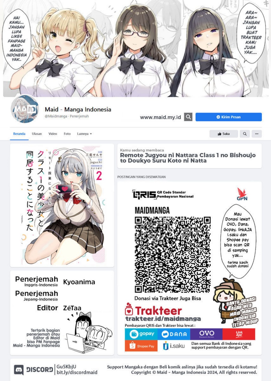 Remote Jugyou ni Nattara Class 1 no Bishoujo to Doukyo Suru Koto ni Natta Chapter 15 Gambar 2