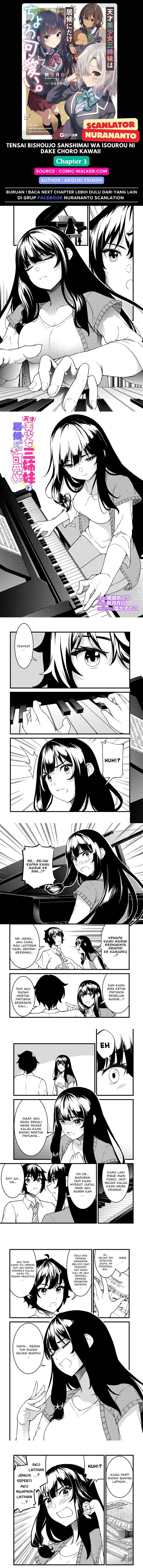 Tensai Bishoujo Sanshimai wa Isourou ni Dake Choro Kawaii Chapter 03 Gambar 1