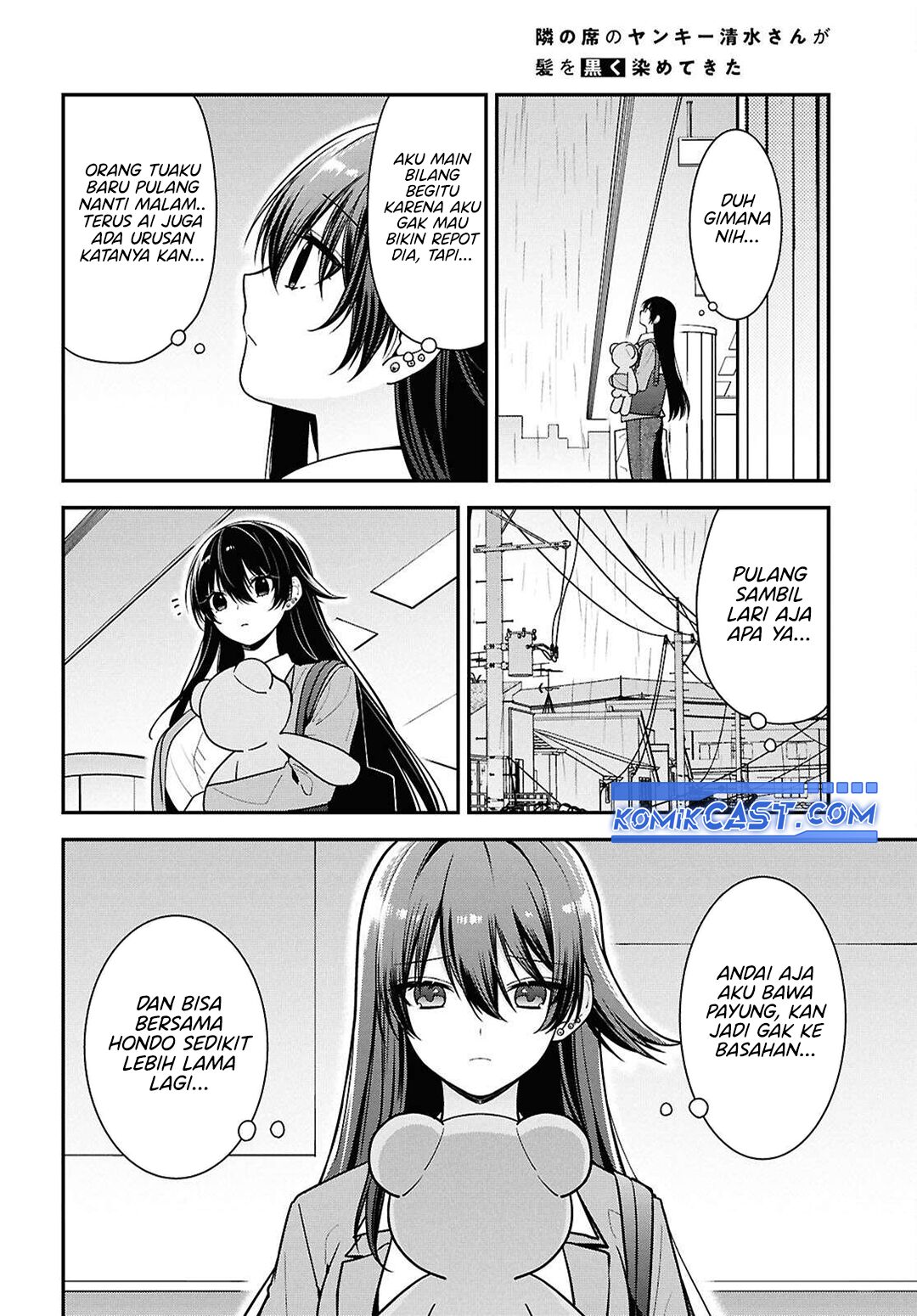 Tonari no Seki no Yankee Shimizu-san ga Kami o Kuroku Sometekita Chapter 08 Gambar 9